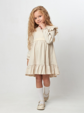 332. Платье детское из лапши, хлопок 100%, бежевое, р. 98,104,110,116