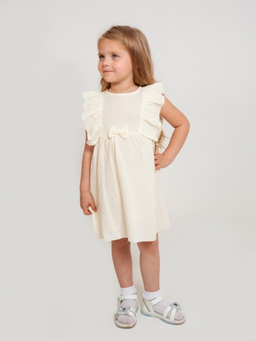 Купить 322-СЛ. Платье из муслина детское, хлопок 100% сливочный, р. 98,104,110,116 в Симферополе