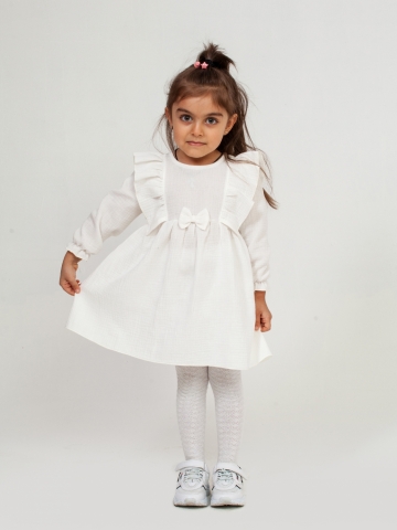 Купить 321-МО. Платье из муслина детское, хлопок 100% молочный, р. 74,80,86,92 в Симферополе