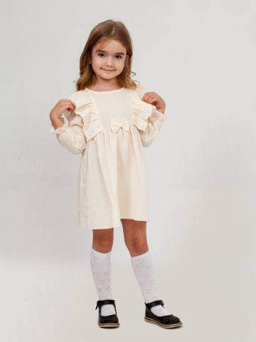 Купить 321-СЛ. Платье из муслина детское, хлопок 100% сливочный, р. 98,104,110,116 в Симферополе